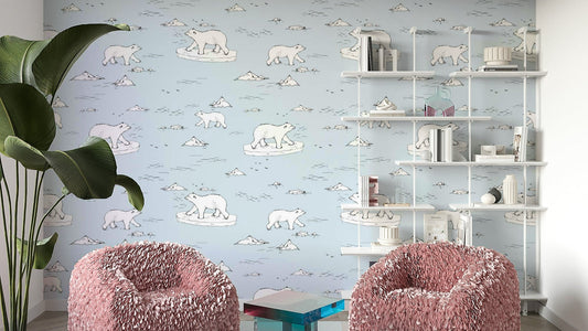 Close-up of a sketched polar bear pattern

