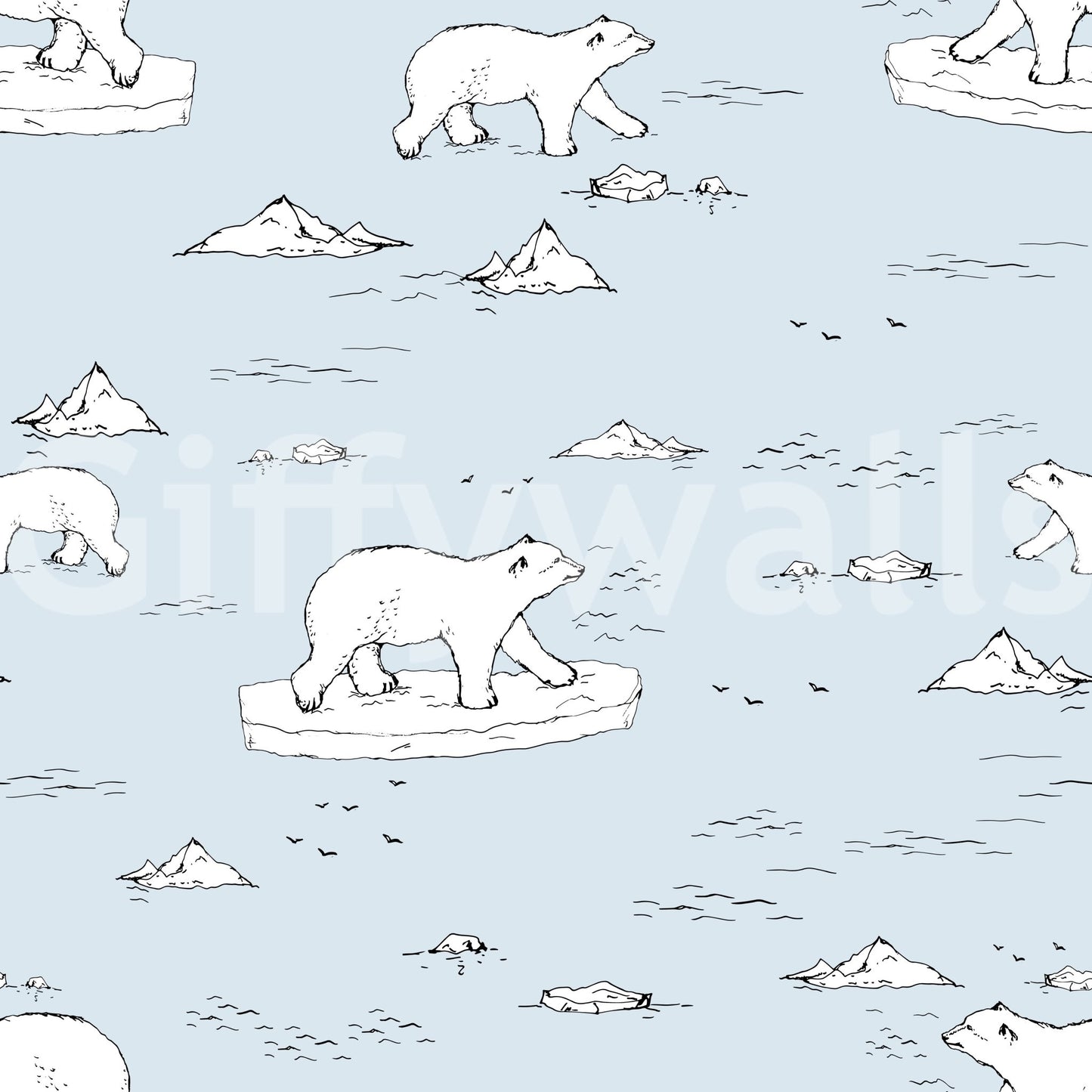 A seamless pattern of polar bears on a wall

