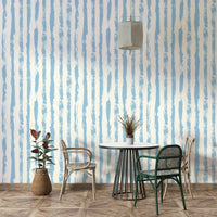 Wallpaper with a gentle blue and white stripe design

