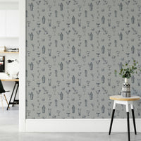 Monochrome spirits wallpaper for home bar walls

