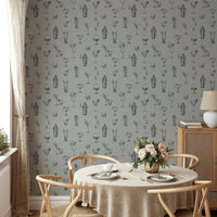 Hand-drawn spirits wallpaper with vintage bottles

