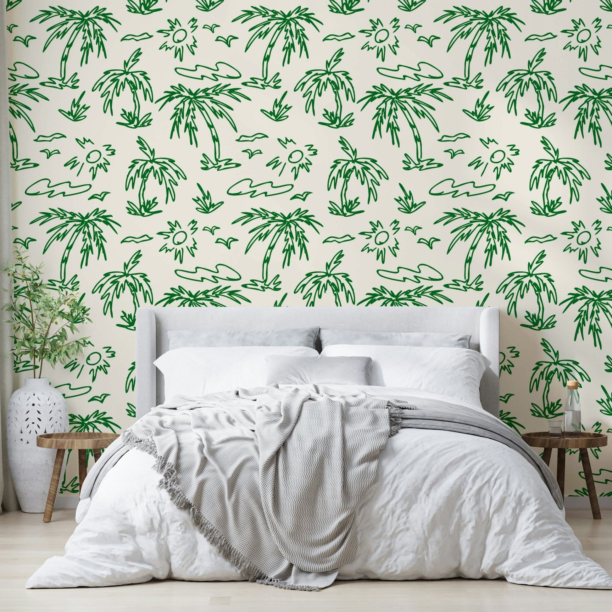 High-quality image of the hand drawn tropical palms wallpaper

