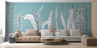 Hand-drawn fantasy floral wallpaper for serene spaces. A814