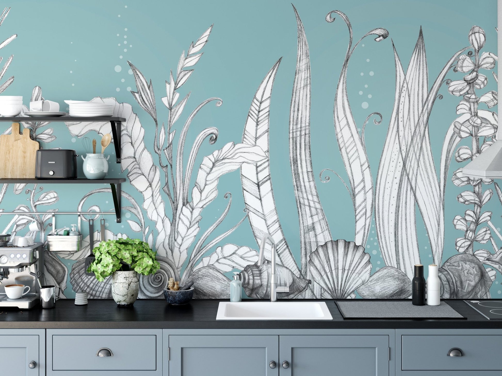 Hand drawn floral wallpaper murals - Giffywalls A814