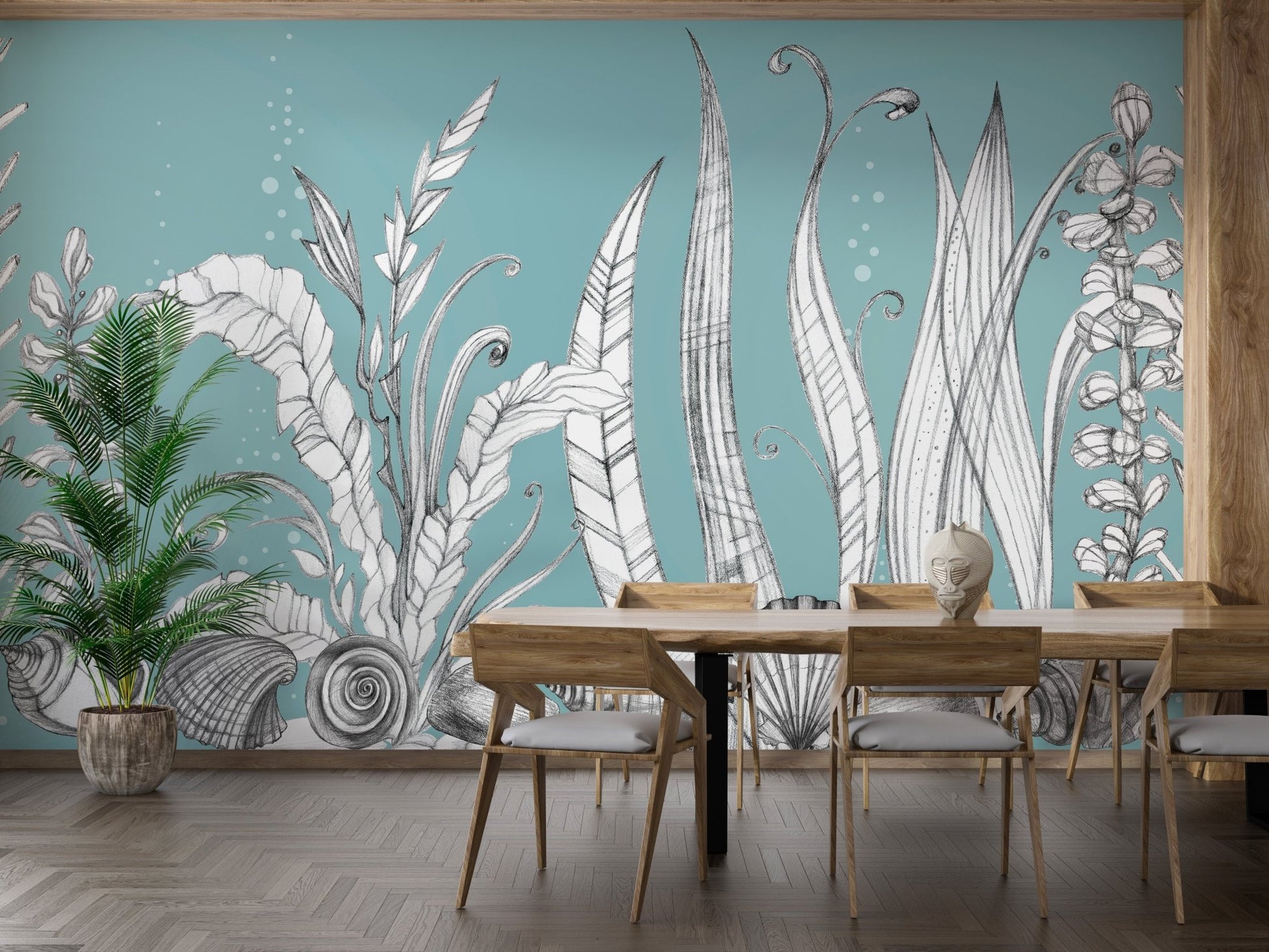 Sketch-inspired floral wallpaper for modern decor themes. A814