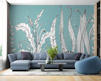 Artistic hand-drawn floral wallpaper for nature lovers. A814