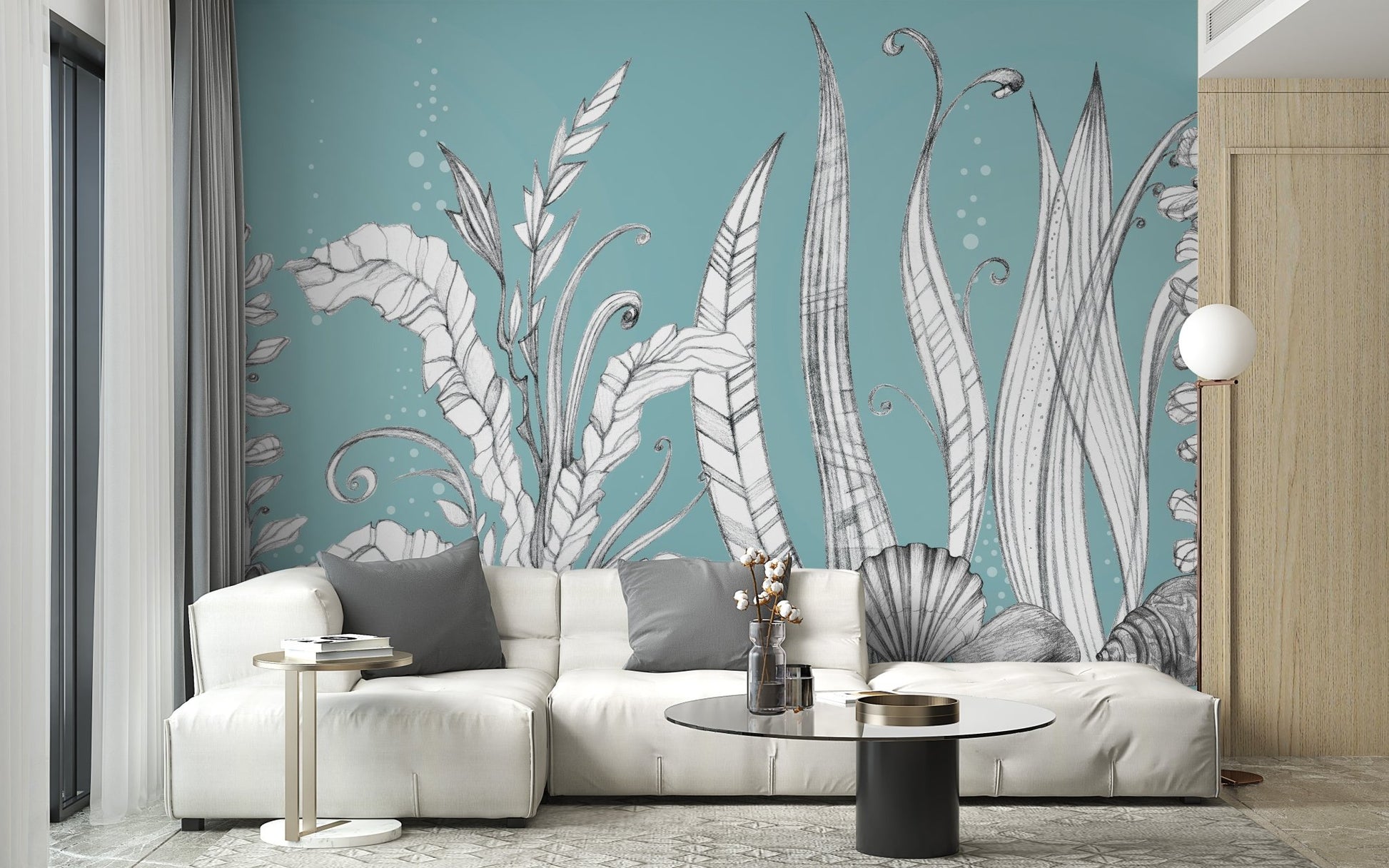 Hand drawn floral wallpaper murals - Giffywalls A814