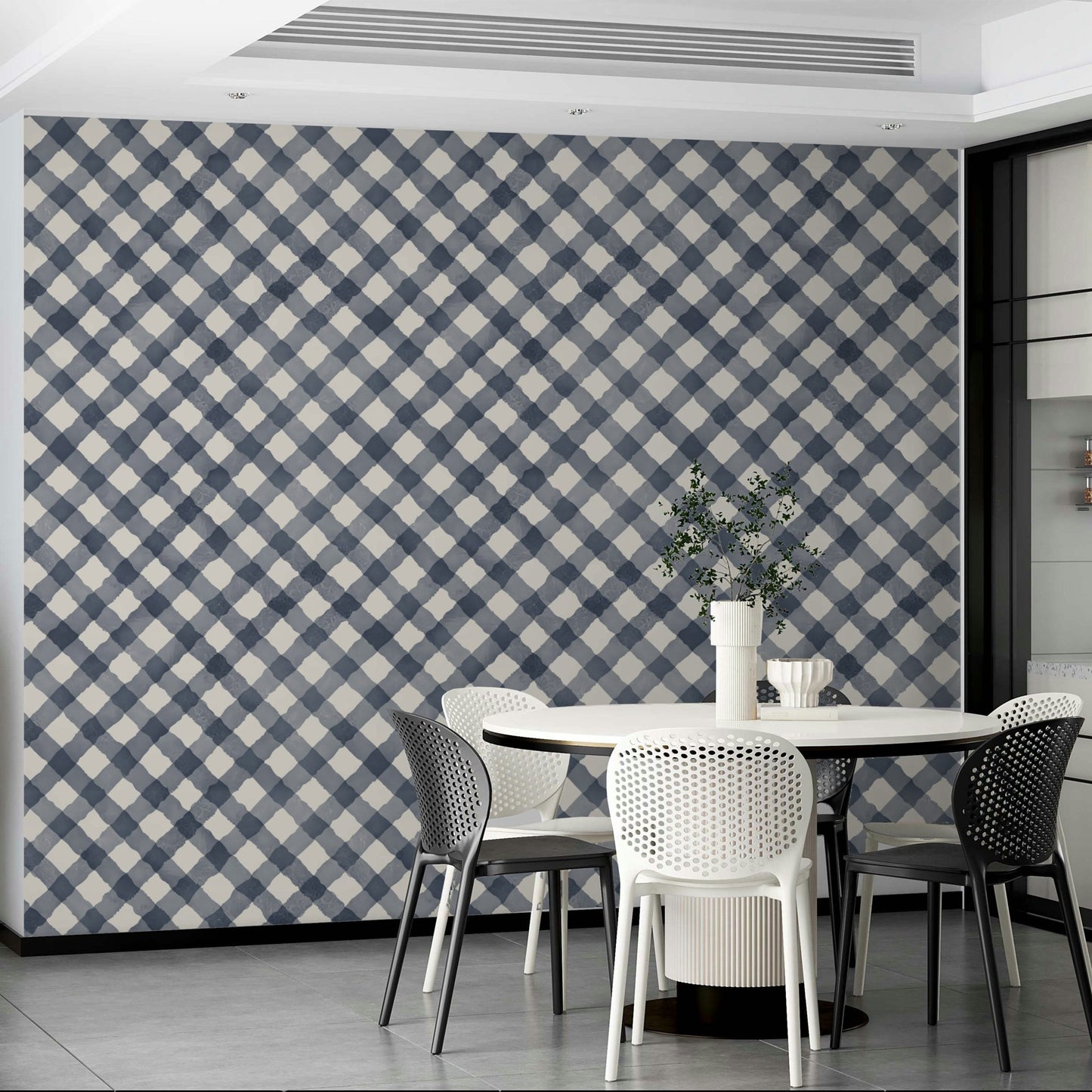Casual check wallpaper for relaxed interiors

