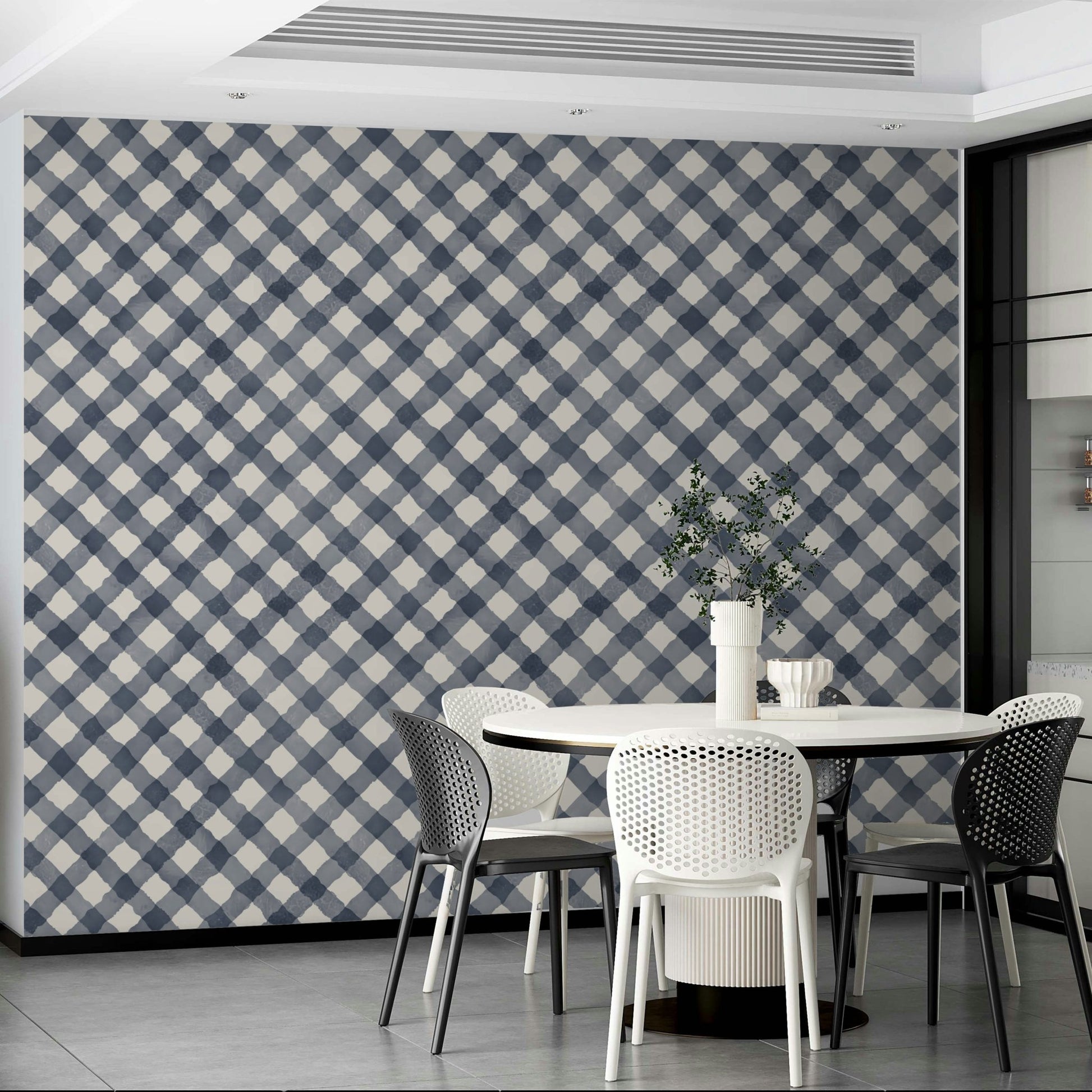 Casual check wallpaper for relaxed interiors
