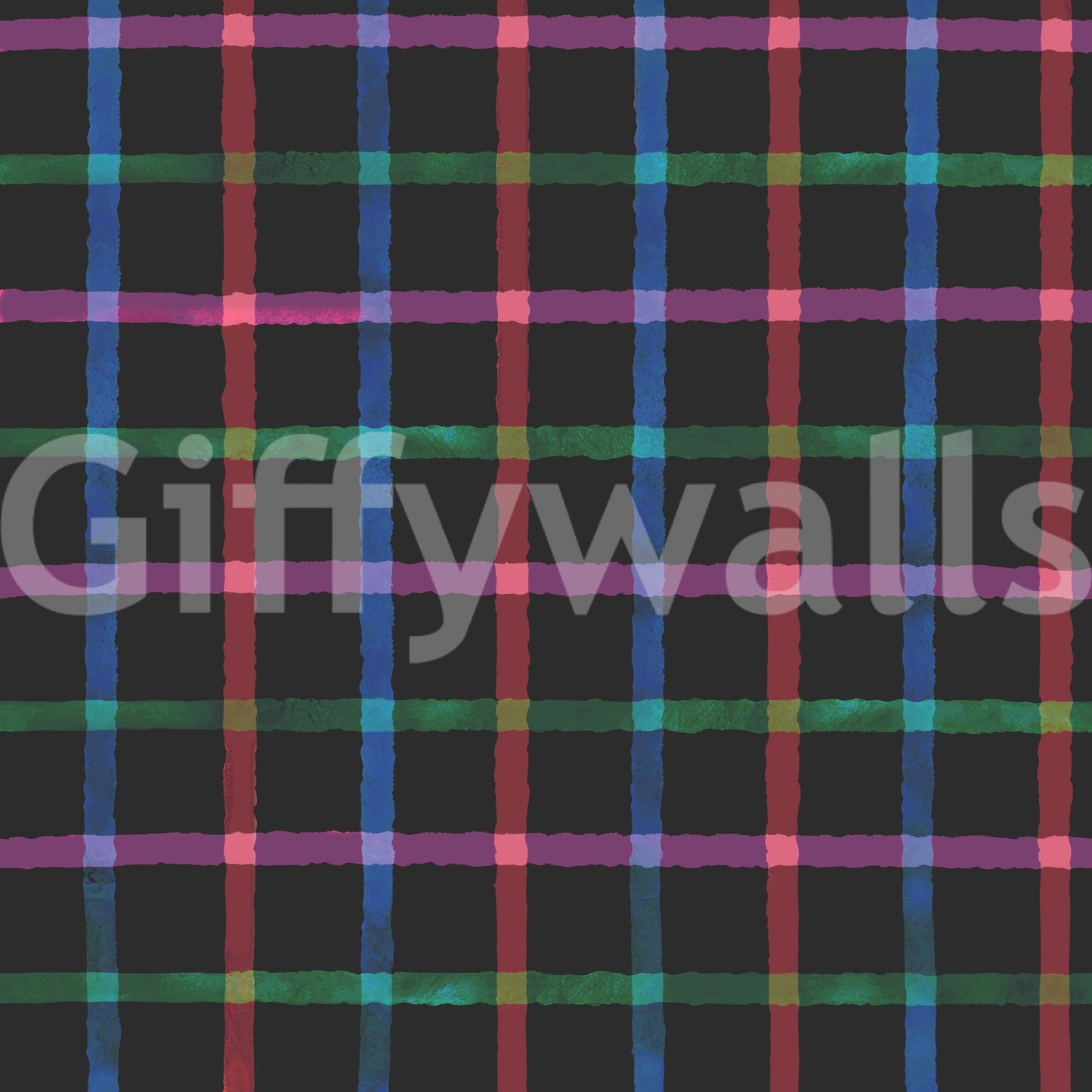 Hand-Painted Check Dark Watercolor Plaid Wallpaper⁠