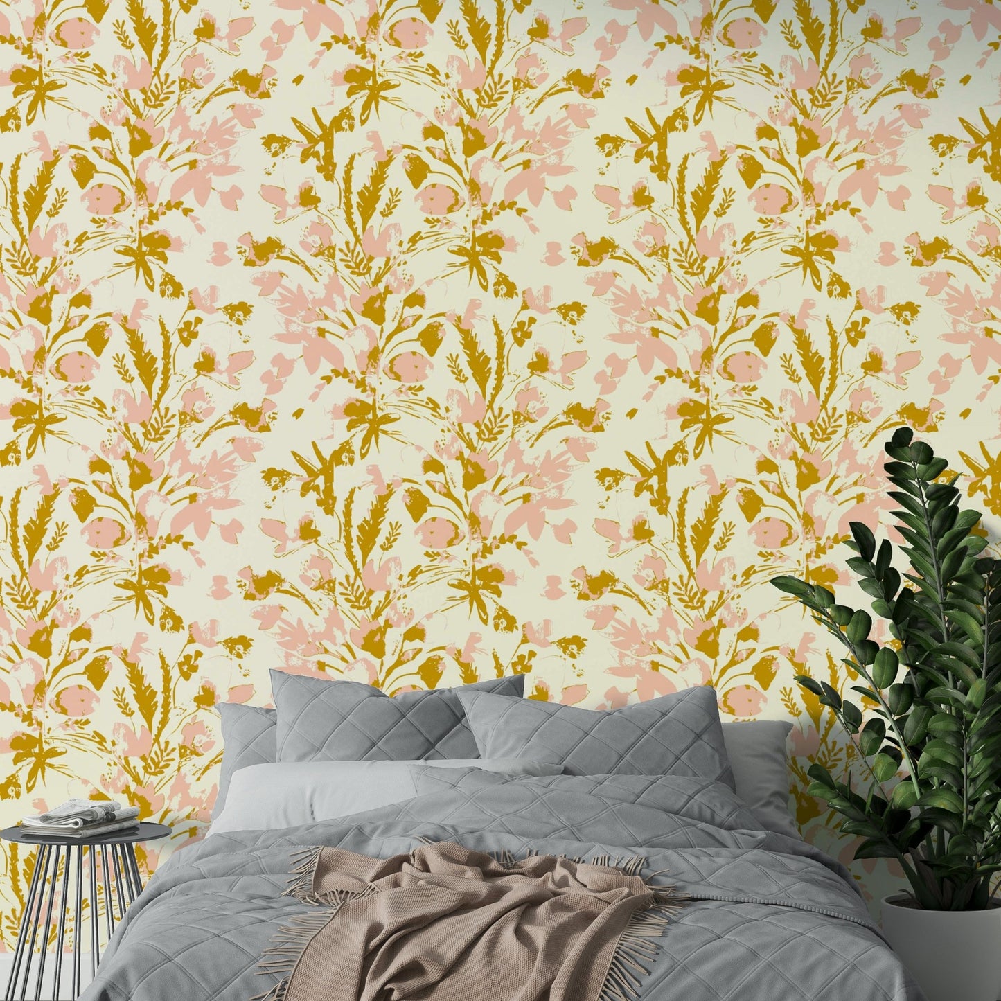 Detailed view of the brushstrokes on the flowers

