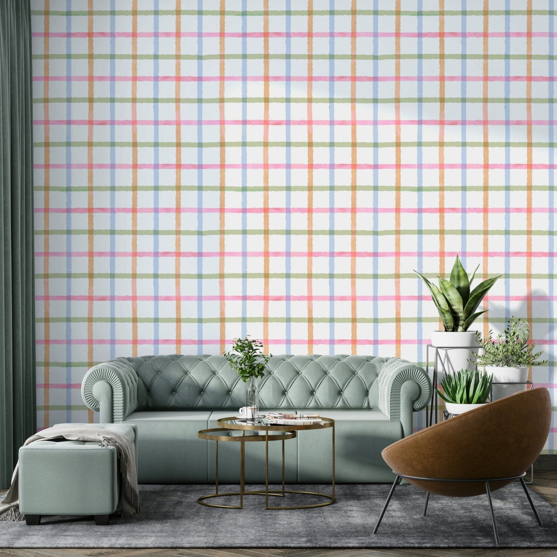 Playful plaid mural wallpaper for walls GD2887

