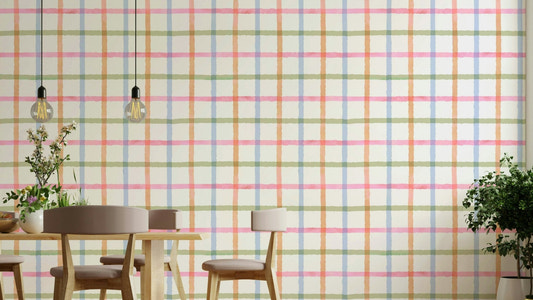 Bright and light rainbow-themed plaid design

