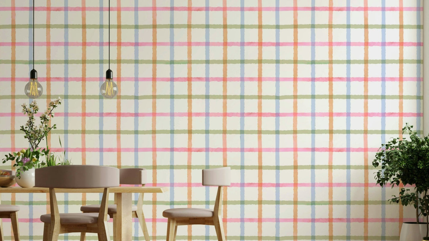 Bright and light rainbow-themed plaid design GD2887

