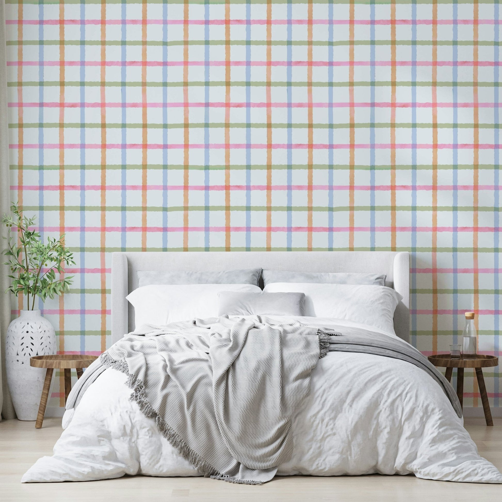 Artistic plaid wallpaper in rainbow tones GD2887

