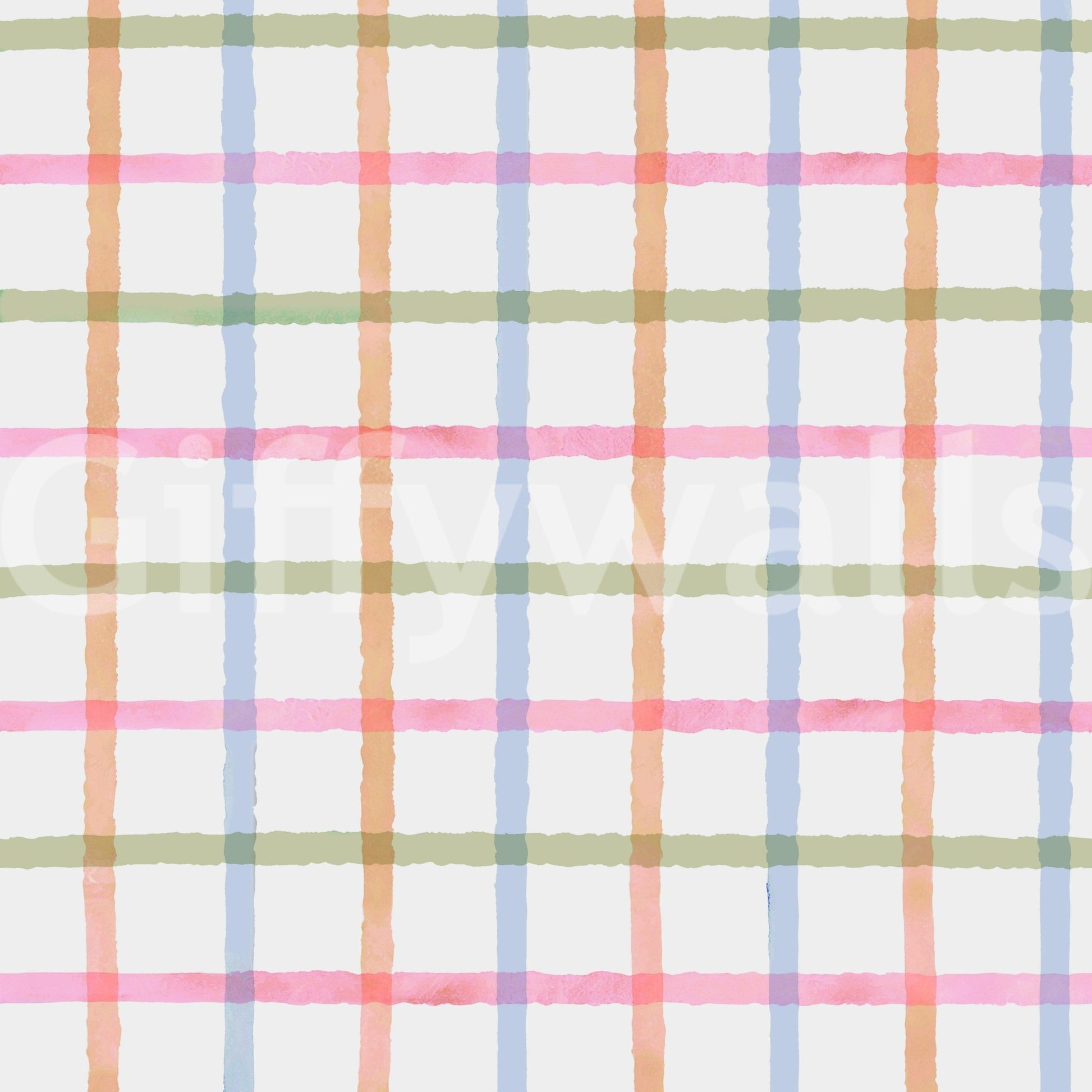 Colorful pastel plaid wallpaper with hand-drawn look GD2887

