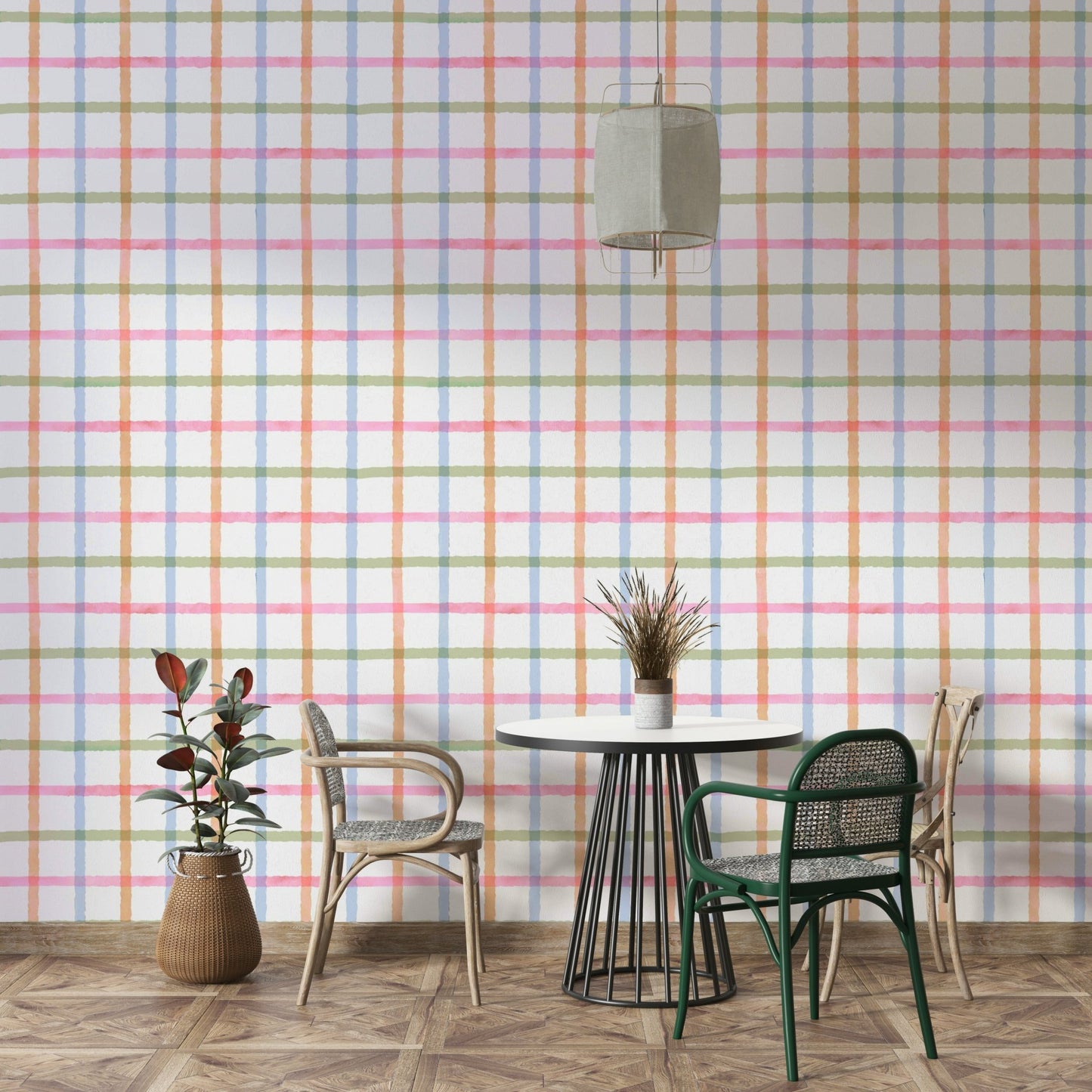 Wall mural with watercolor plaid pattern in soft hues GD2887

