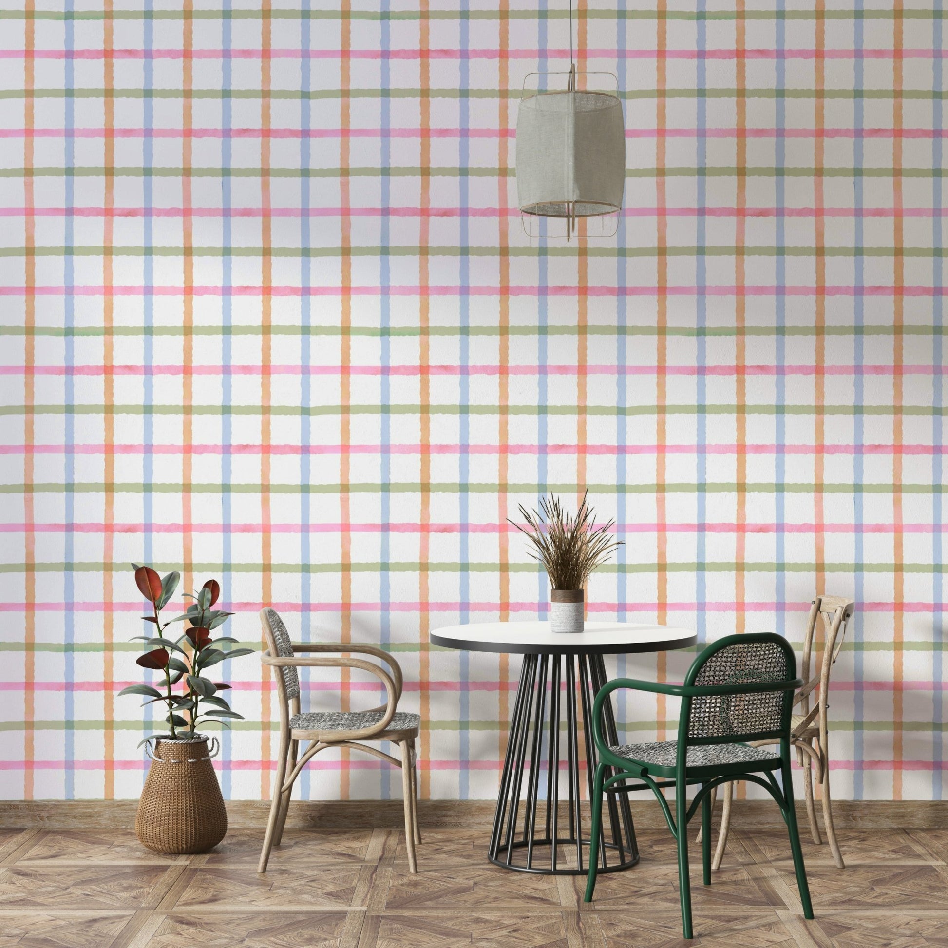Wall mural with watercolor plaid pattern in soft hues GD2887

