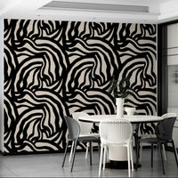  A seamless repeat of the wavy black lines pattern across a large wall