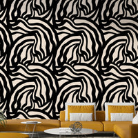 The wallpaper is shown in a small office space, providing a professional and clean backdrop