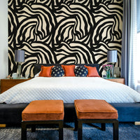 A detail shot of the wavy pattern, highlighting the hand-painted appearance