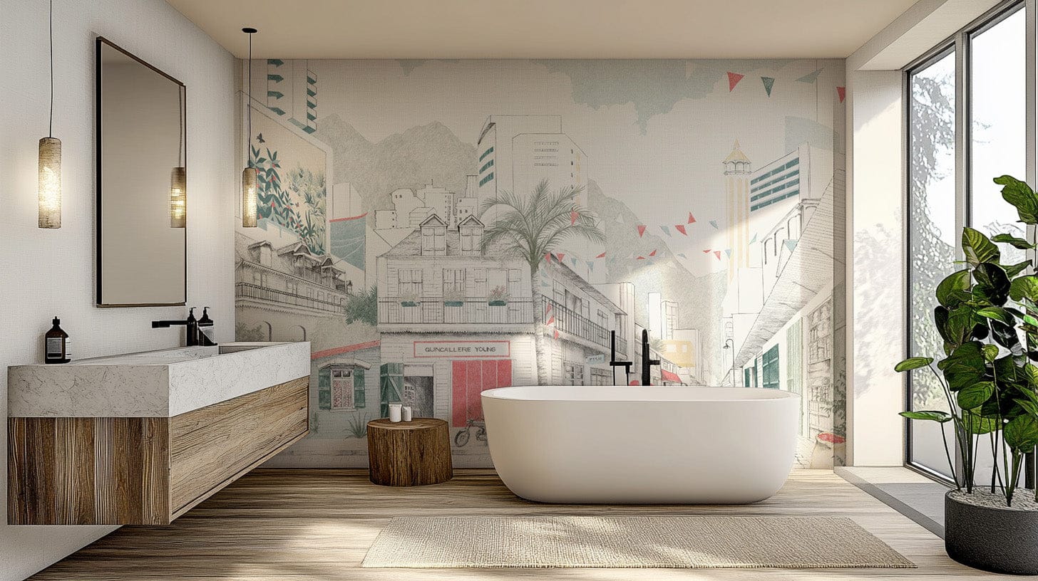 Architectural City Wallpaper Illustration
