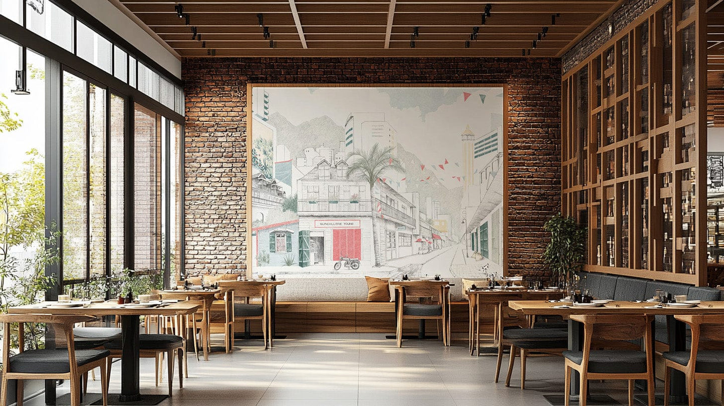 Urban Street Scene Wallpaper Artwork
