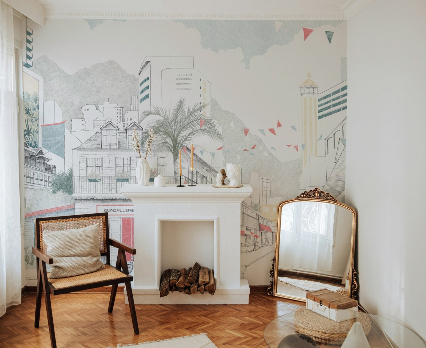 Vintage Hand-Drawn Street Wallpaper
