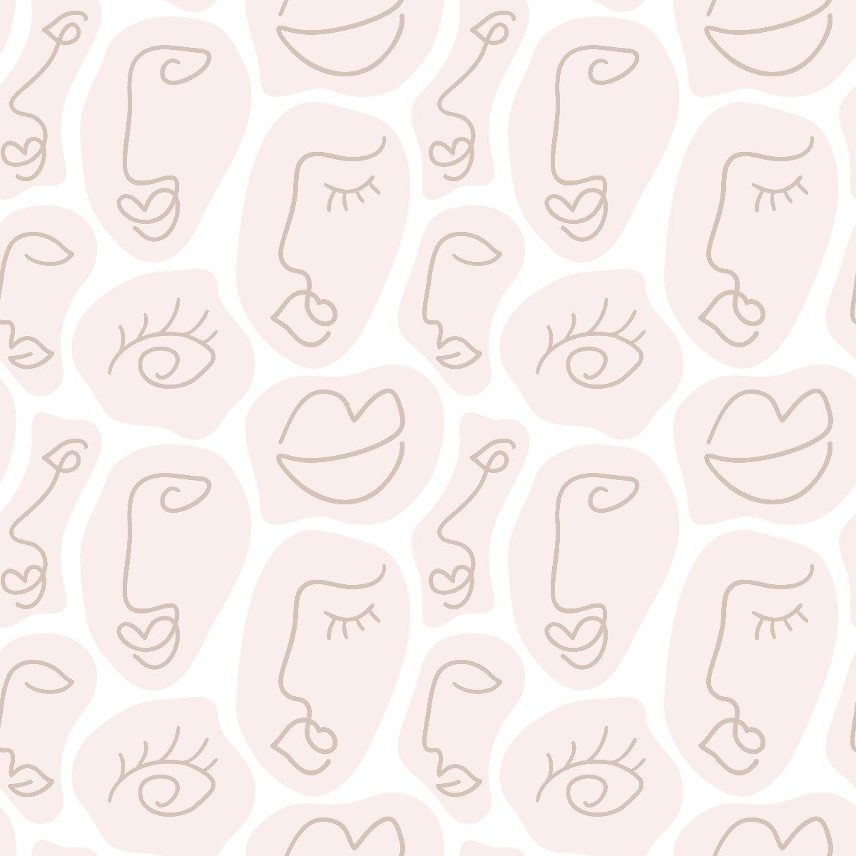 Large Human Face Line Wallpaper Mural