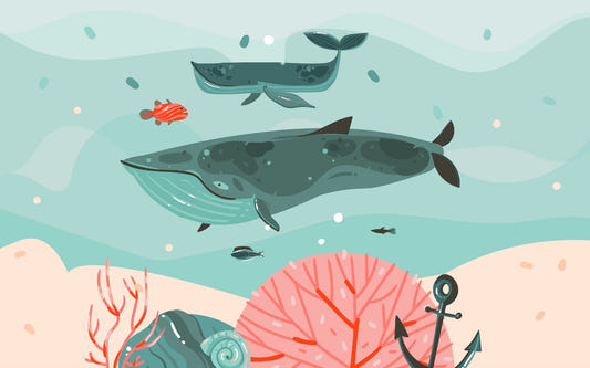 Whale Adventure Underwater Wall Mural for Kids