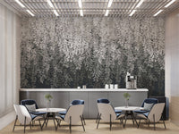 Minimalist grey leaf mural art
