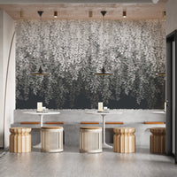 Textured grey leaf wallpaper mural
