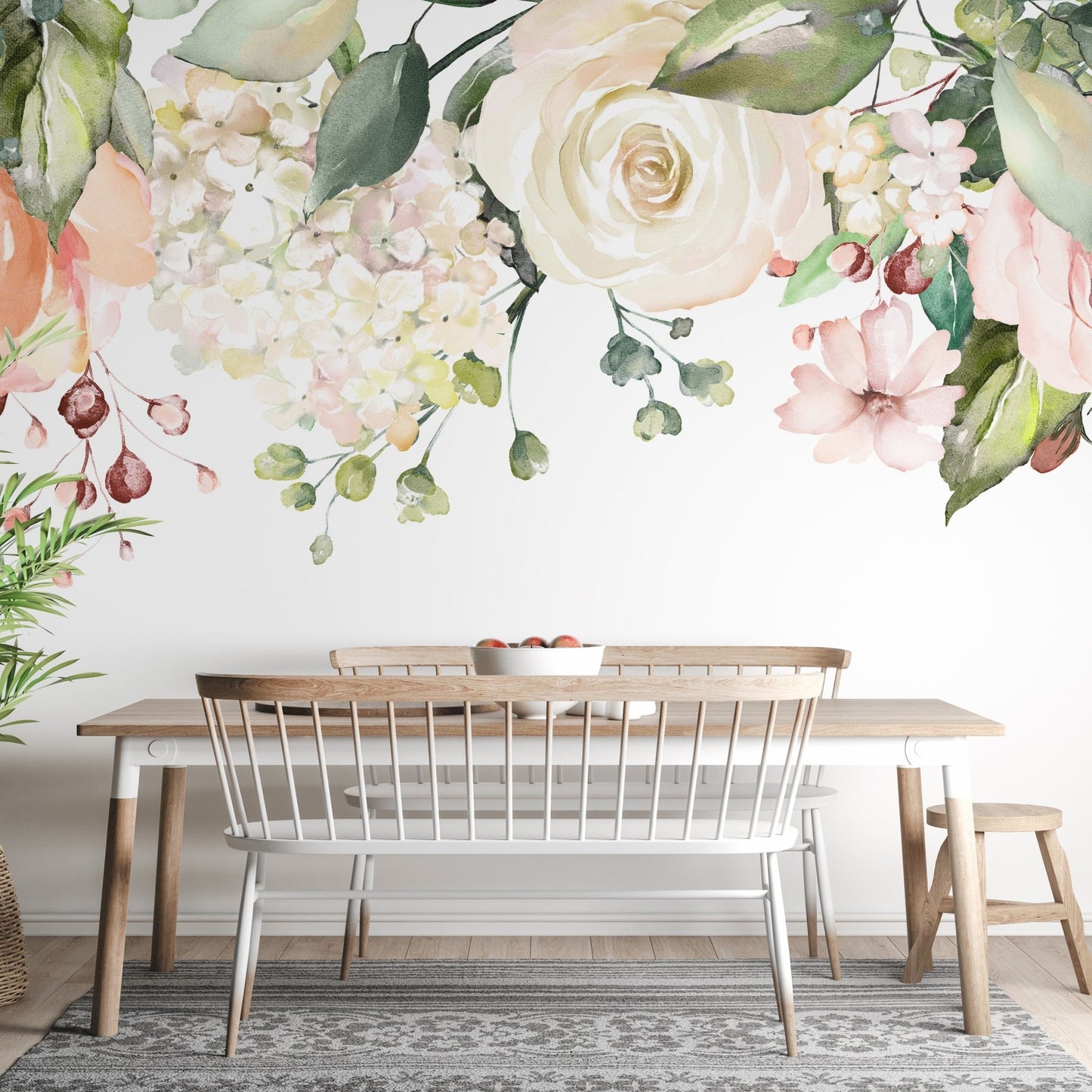 Hanging Pink Flower Watercolor Wallpaper Murals - Giffywalls