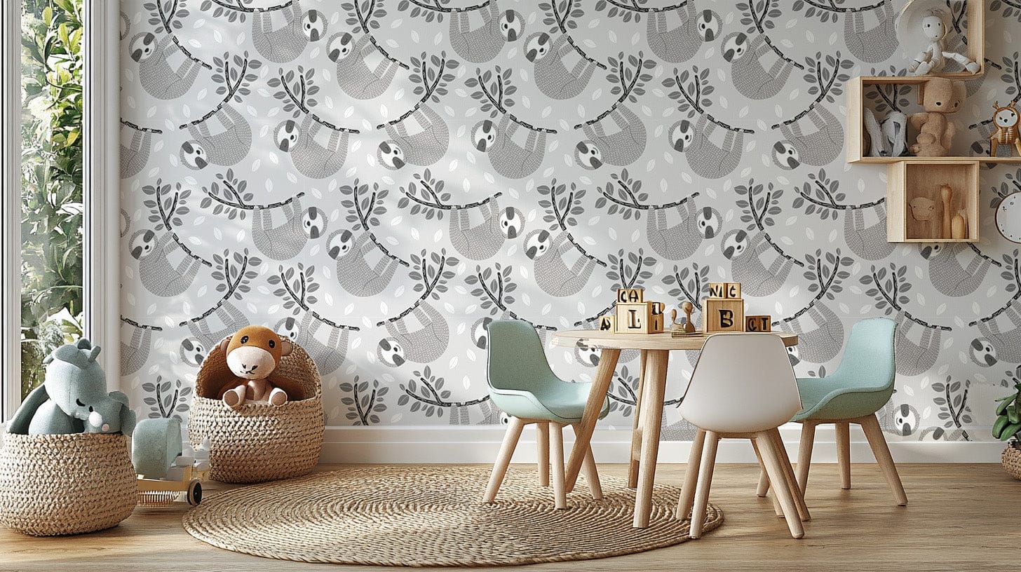 Relaxed sloths on branches wallpaper B064