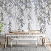 Grey willow wallpaper with flowing branches