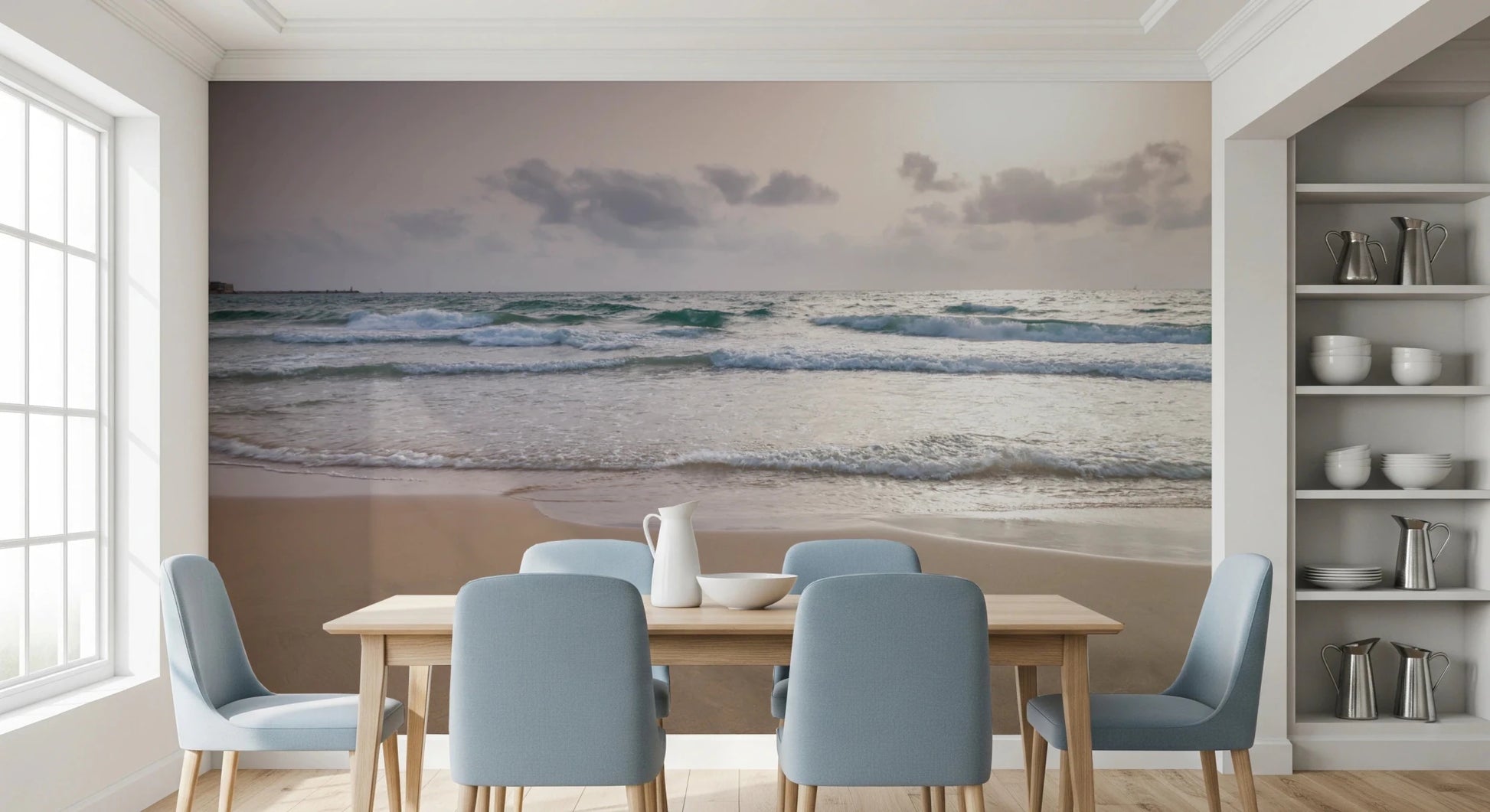 Happy Beach Vibes mural with peaceful shoreline