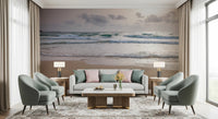 Beach themed wall mural with gentle ocean waves