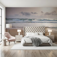 Beach wall mural showing soft waves and sunlight