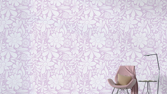 Minimalist happy blooms wallpaper with soft lilac tones. Ni10
