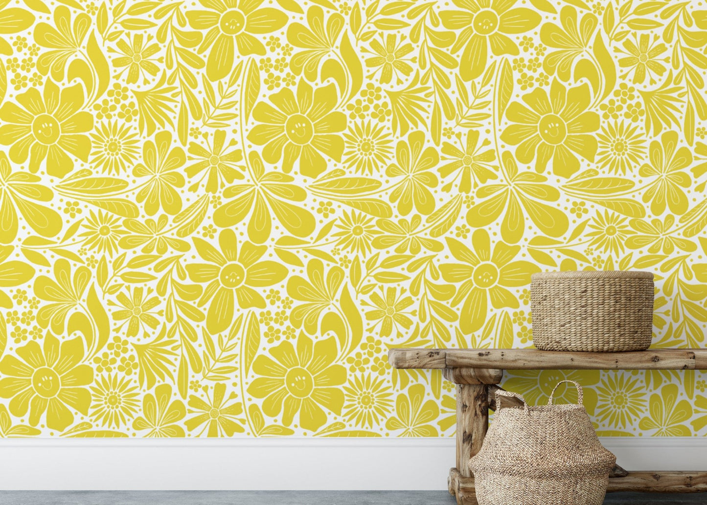 Elegant wallpaper showcasing delicate yellow happy blooms. NI11
