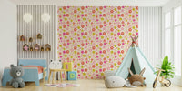 Fun floral mural with smiling daisies

