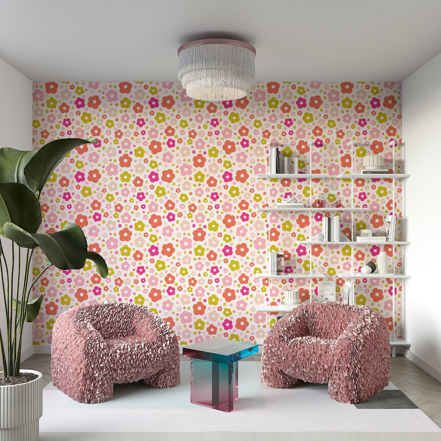 Whimsical wallpaper with happy daisy prints

