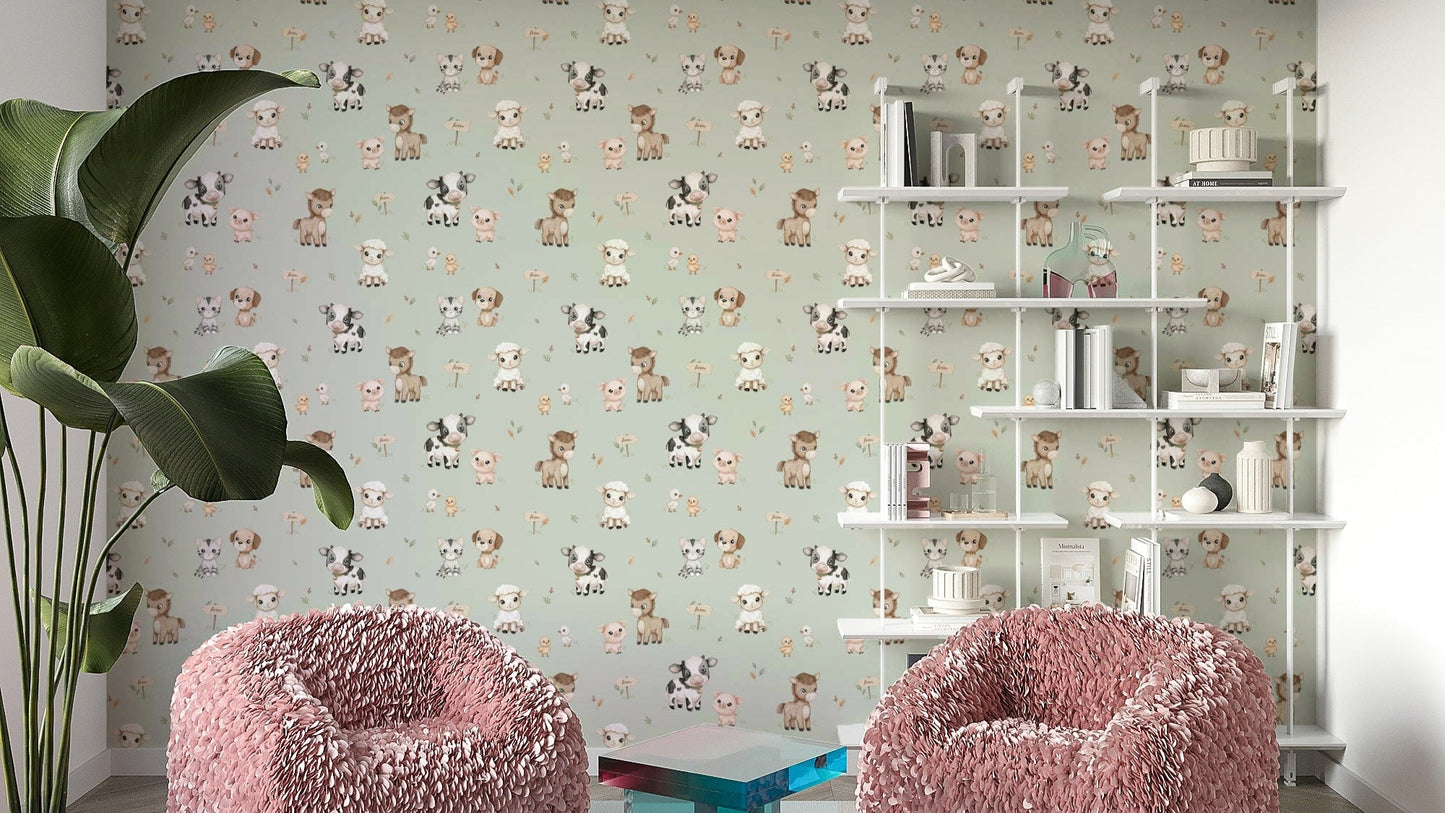 Mint wallpaper featuring cheerful farmtime theme

