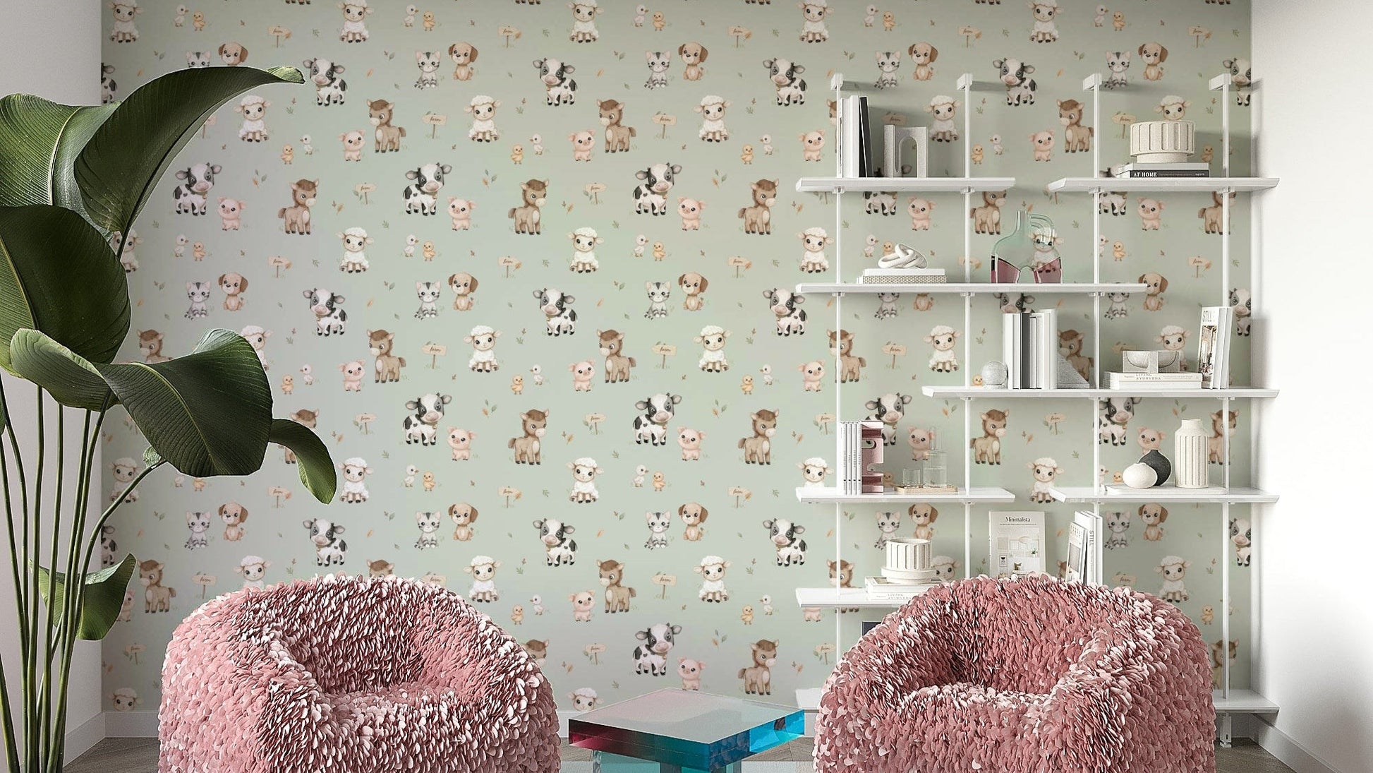 Mint wallpaper featuring cheerful farmtime theme

