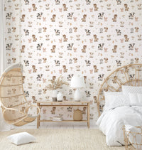 Happy farm animal wallpaper for nursery walls

