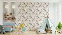 Kids wallpaper with farm landscape and animals

