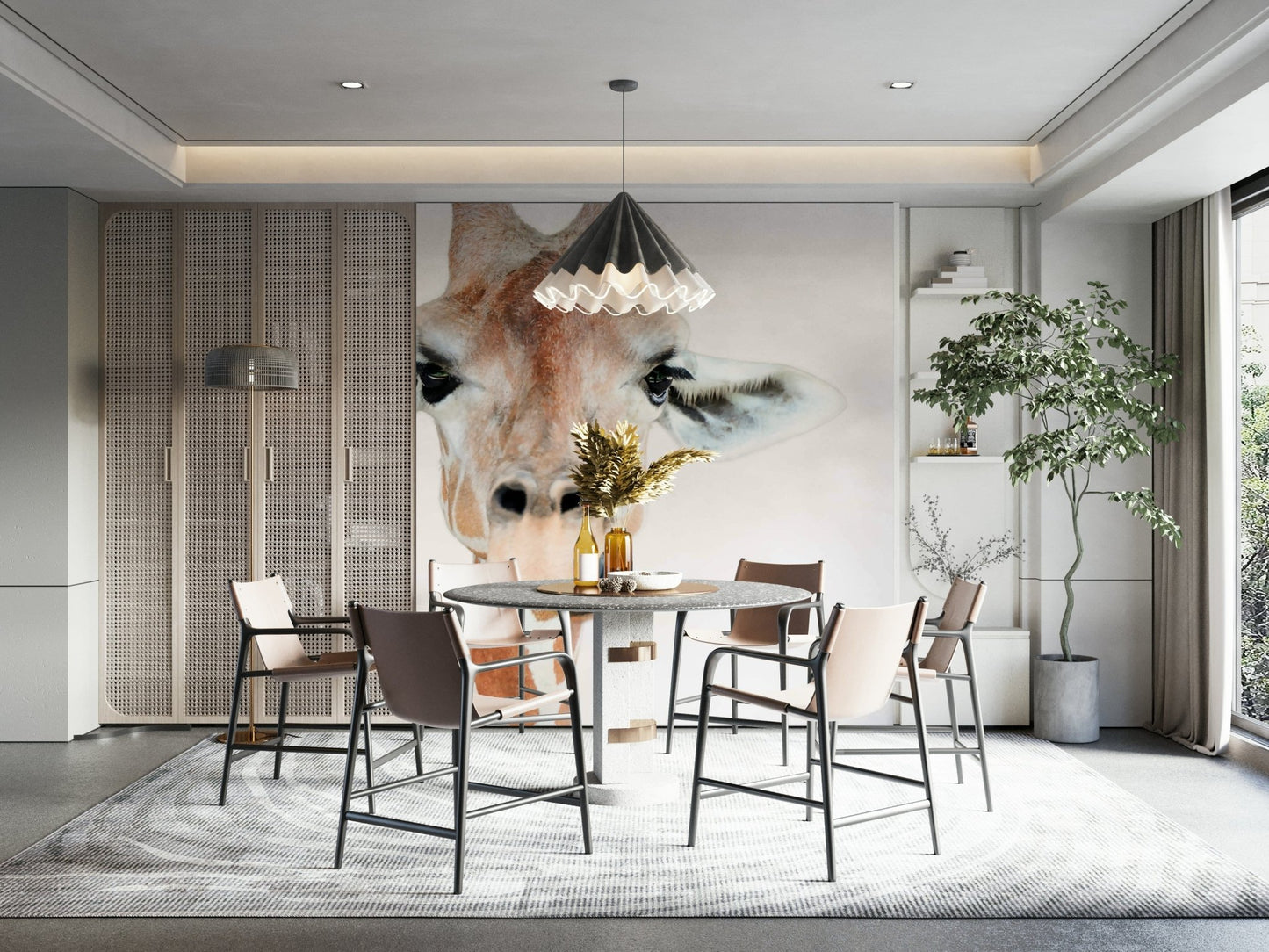 Giraffe with funny facial expression

