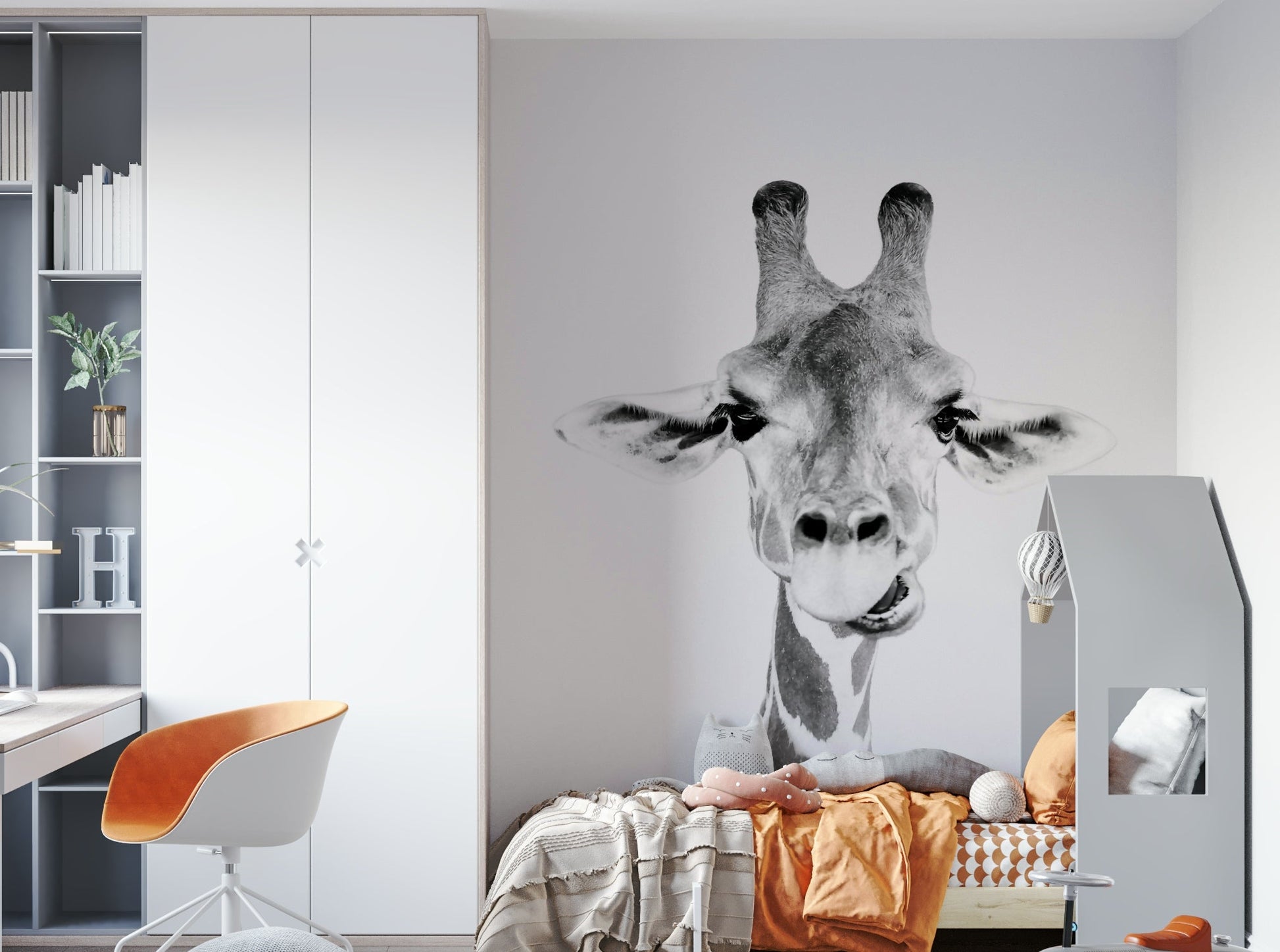 Gentle expression on the giraffe's face.

