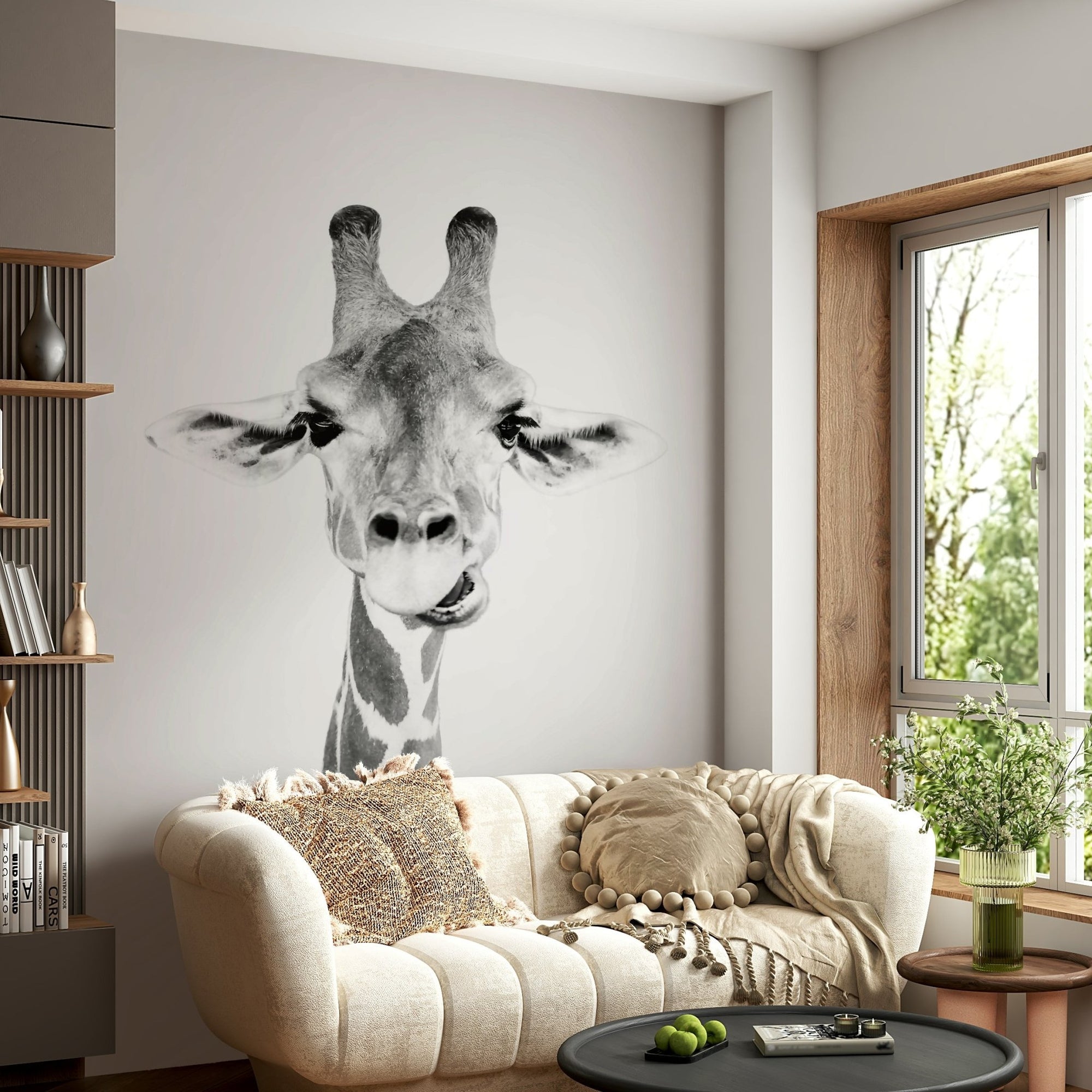 Happy giraffe in black and white. GD2946

