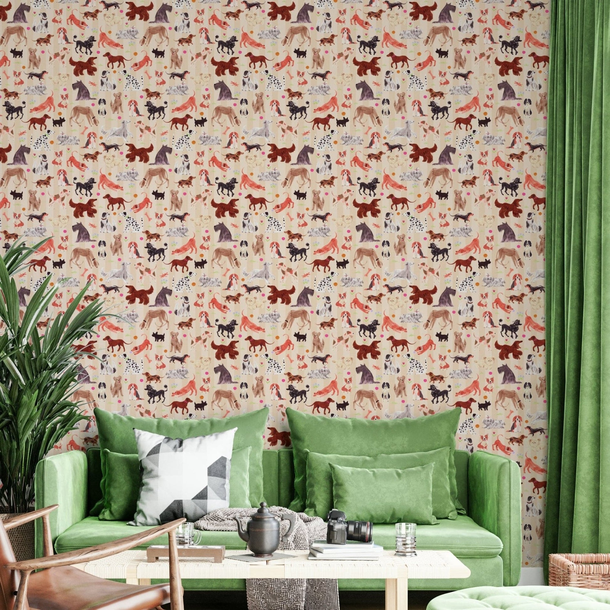 Dog doodles on beige backdrop

